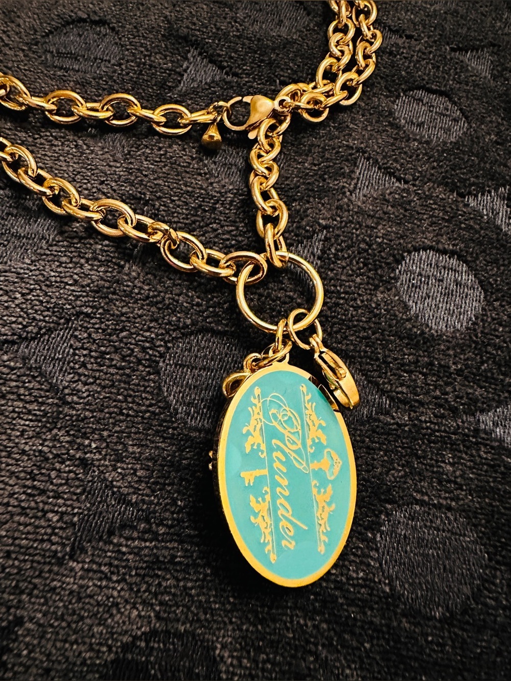 Gold-Tone Chain Vanessa Necklace with Turquoise Pendant*Plunder*Brand new in box - Picture 3 of 4